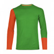 Pánské termoprádlo Ortovox Rock'n' Wool Long Sleeve-zelené v kombinaci s oranžovou-čelní pohled