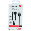 Nabíjecí a datový kabel Swissten TEXTILE 3in1