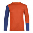 Pánské termoprádlo Ortovox Rock'n' Wool Long Sleeve-oranžové v kombinaci s modrou-čelní pohled