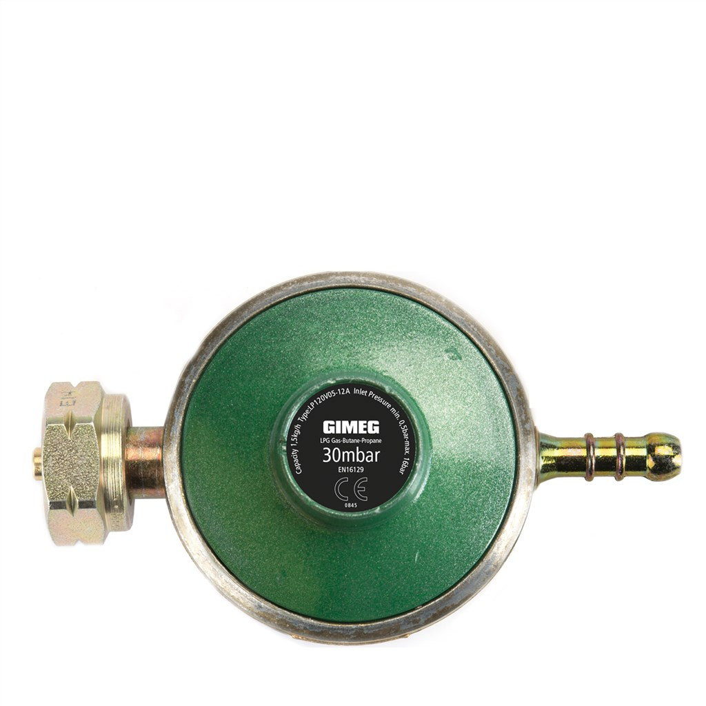 Regulátor tlaku Gimeg 30 Mbar Kombi s hadicovou koncovkou Barva: zelená