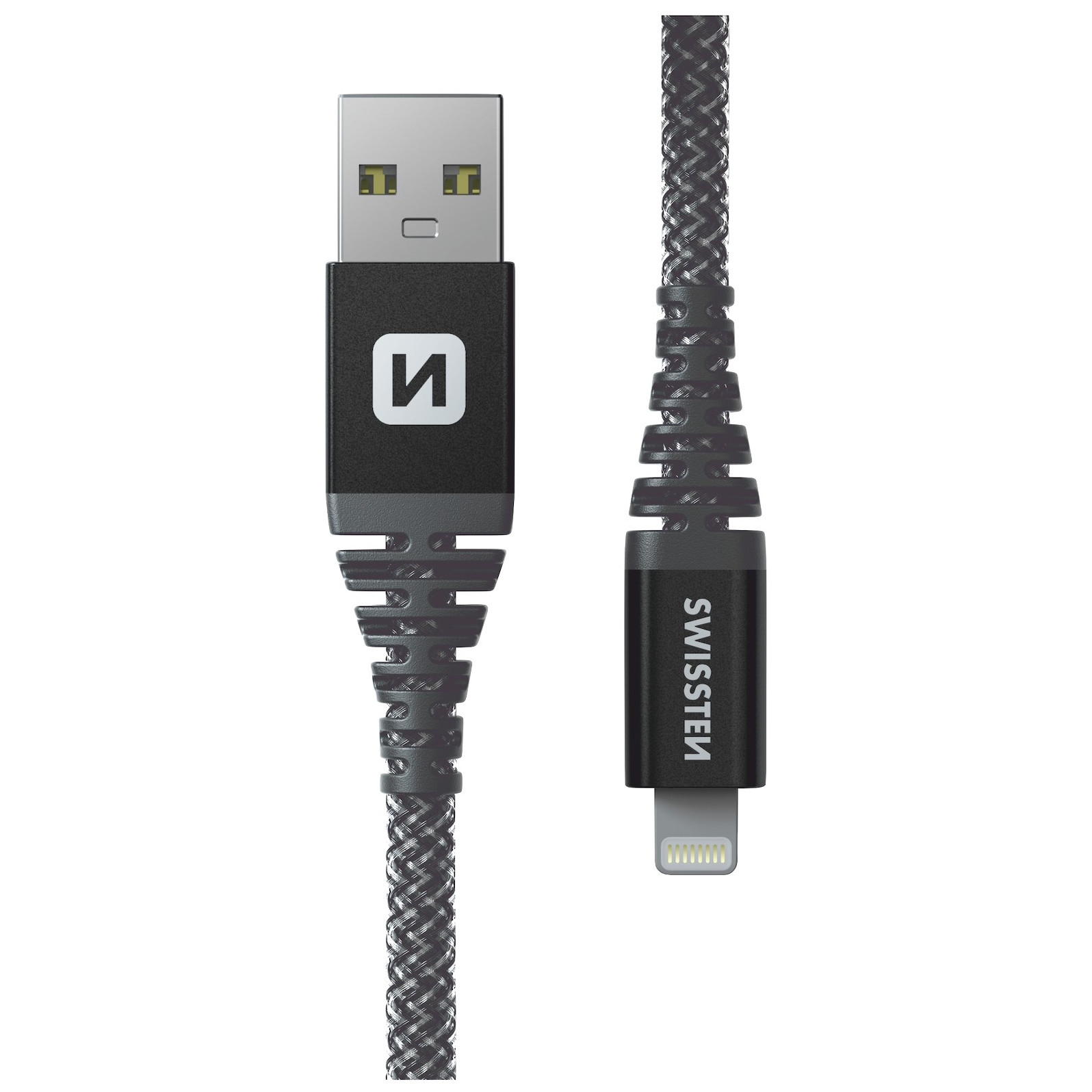 Nabíjecí a datový kabel Swissten Kevlar USB/Lightning 1,5 m Barva: tmavě šedá