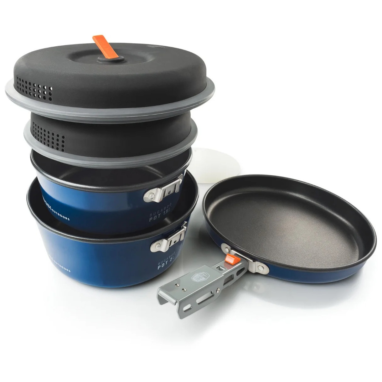 GSI Outdoors Bugaboo Camper Advanced Set Di Pentole Da Campeggio Per 4 Persone. Include Pentole 3L E 2L, Padella 22,9 Cm E Stoviglie. Rivestimento Antiaderente In Ceramica. - 4