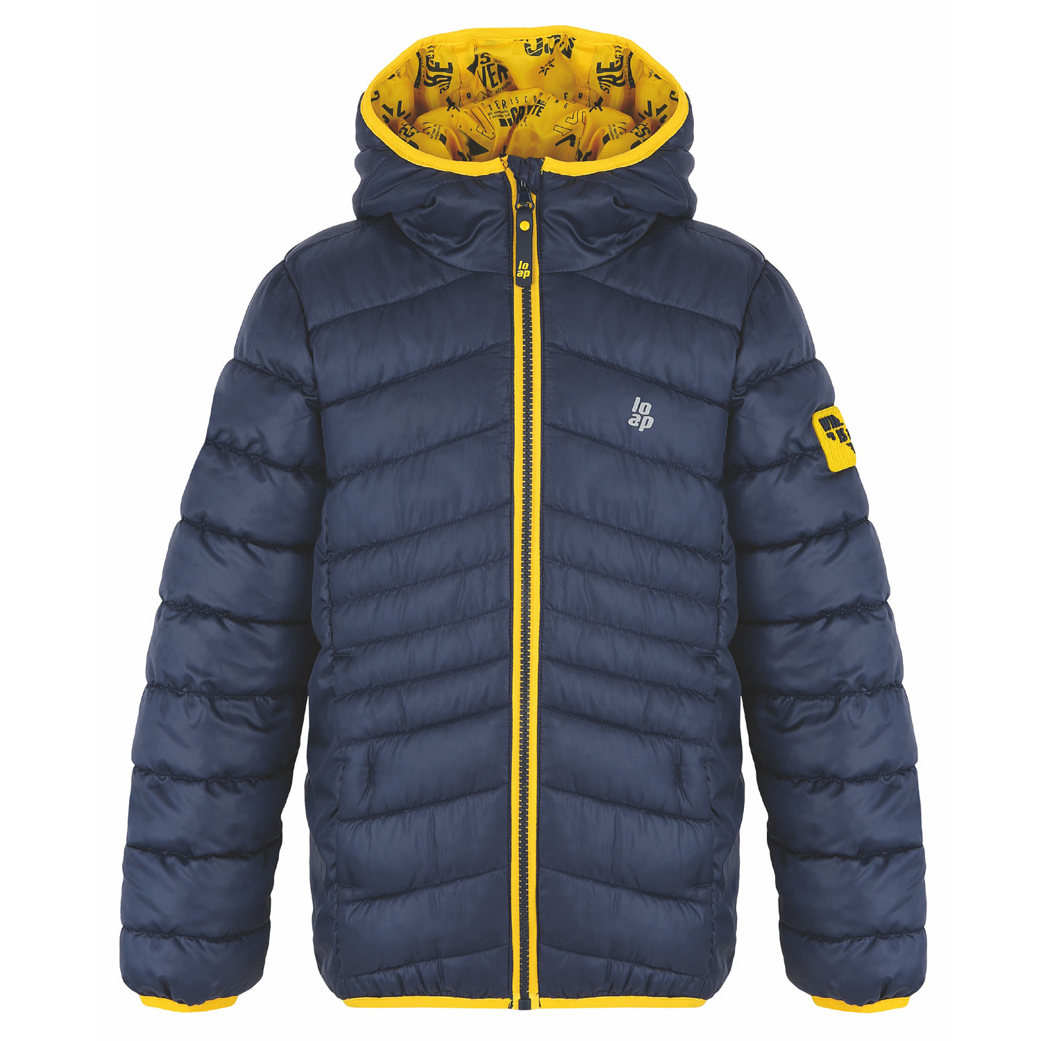 Dětská zimní bunda Loap Intermo Dětská velikost: 112-116 / Barva: modrá/žlutá
