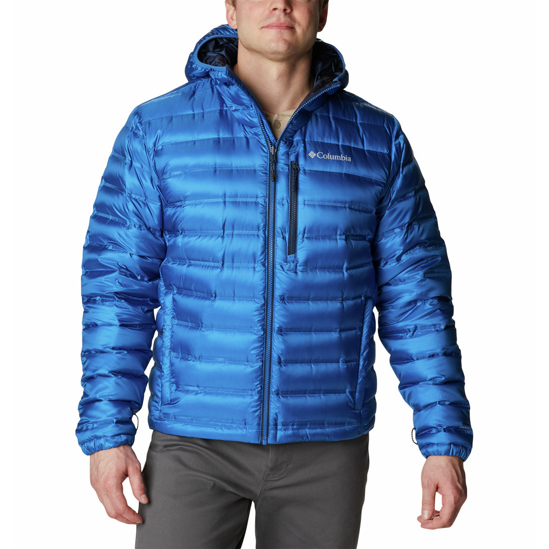 Pánská zimní bunda Columbia Pebble Peak™ Down Hooded Jacket Velikost: L / Barva: modrá