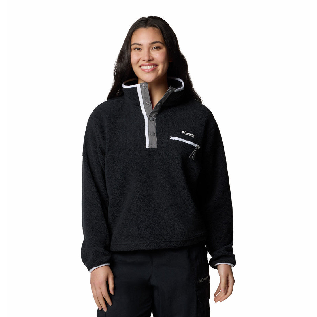 Bluza damska Columbia Helvetia™ II Cropped Half Snap Fleece - L / czarny/biały