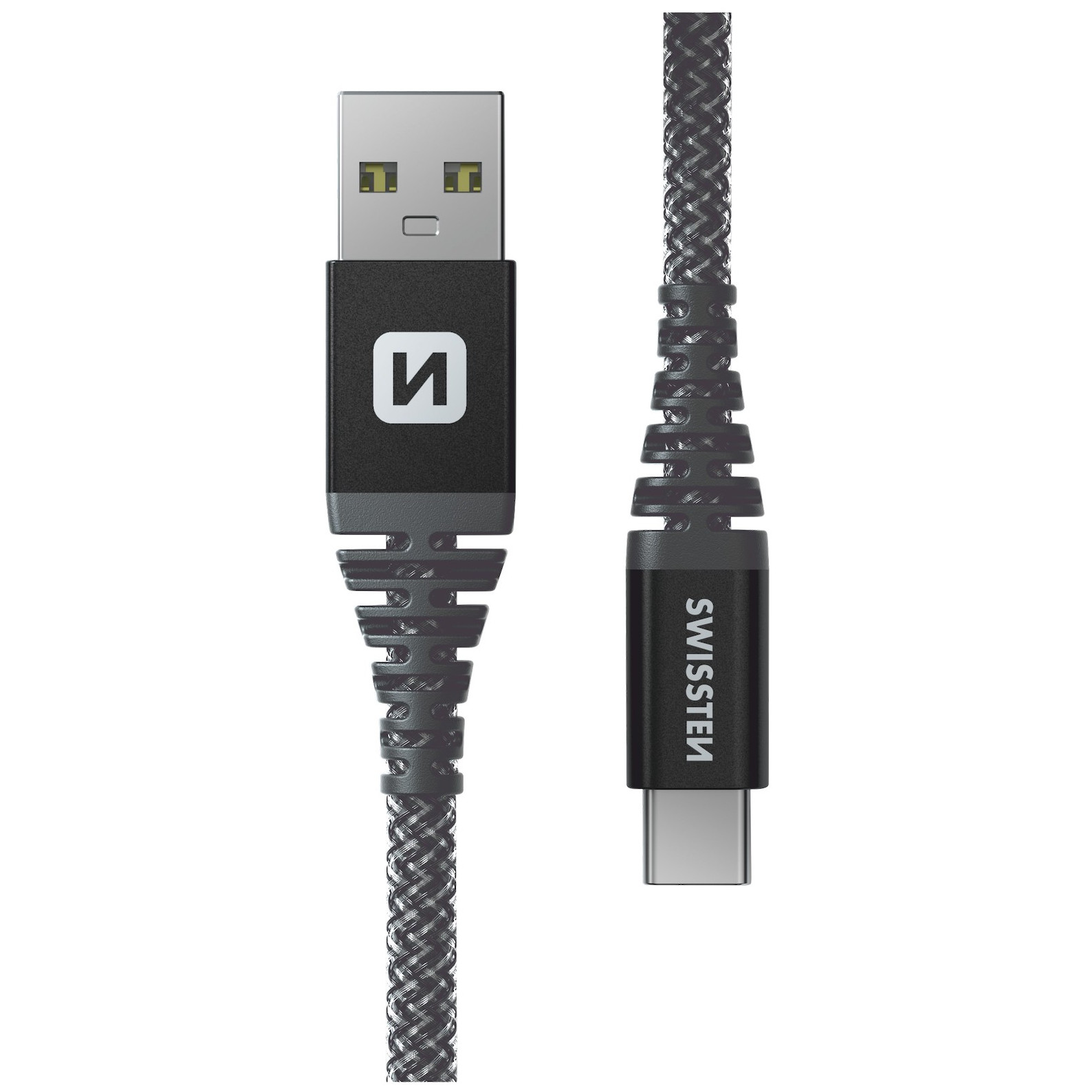 Nabíjecí a datový kabel Swissten Kevlar USB/USB-C 1,5 m Barva: tmavě šedá