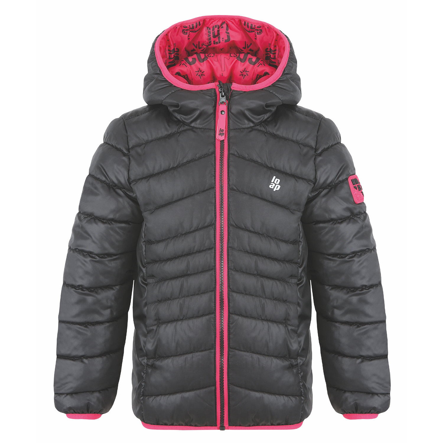 Dětská zimní bunda Loap Intermo Dětská velikost: 146-152 / Barva: černá/růžová