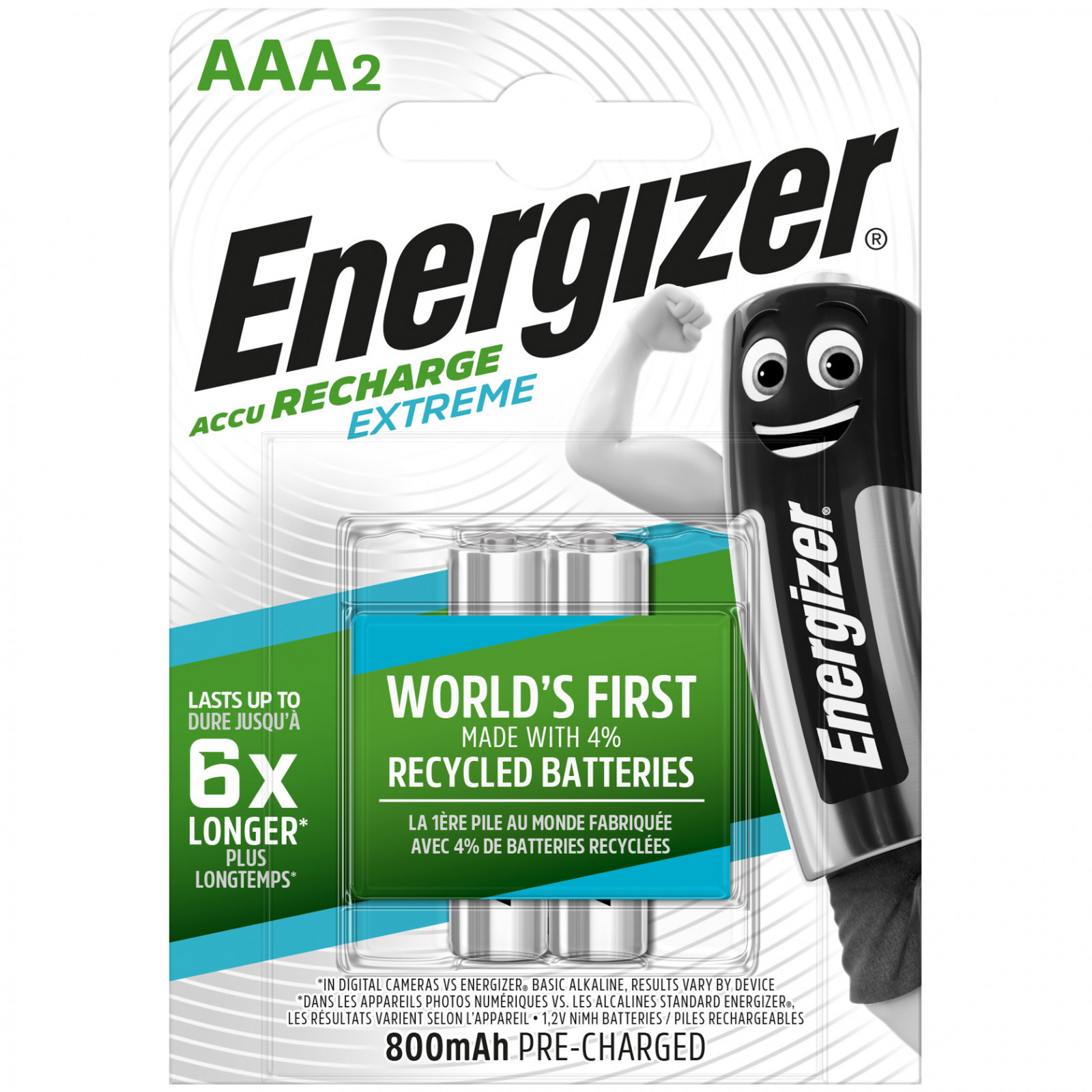 Nabíjecí baterie Energizer AAA / HR03 - 800 mAh Extreme 2 pcs Barva: stříbrná