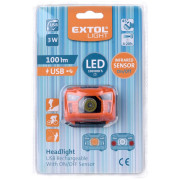 Čelovka Extol 100lm, nabíjecí, USB, 3W LED