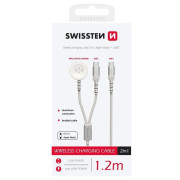 Nabíjecí a datový kabel Swissten Wireless charging cable 2in1 for Apple Watch + USB-C 1,2 m