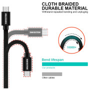 Nabíjecí a datový kabel Swissten Textile USB / USB-C 2 m