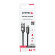 Nabíjecí a datový kabel Swissten Textile USB / Lightning 3 m