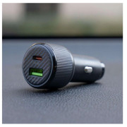 Adaptér Swissten Car Charger USB-C PD + USB-A, 63W + cabel USB-C / USB-C, 1 m