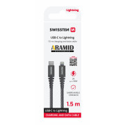 Nabíjecí a datový kabel Swissten Kevlar USB-C/Lightning 1,5 m