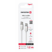 Nabíjecí a datový kabel Swissten Textile USB-C / USB-C 1,2 m