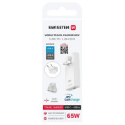 Adaptér Swissten World Travel Charger 65W GaN USB-C + USB-A
