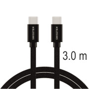 Nabíjecí a datový kabel Swissten Textile USB-C / USB-C 3 m