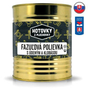 Polévka Hotovky z plechovky Fazolová polévka s uzeným masem a klobásou 800ml