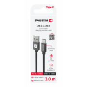 Nabíjecí a datový kabel Swissten Textile USB / USB-C 3 m