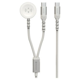 Nabíjecí a datový kabel Swissten Wireless charging cable 2in1 for Apple Watch + USB-C 1,2 m
