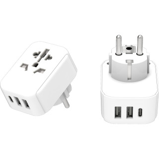 Adaptér Lifeventure World to Europe Travel Adaptor with USB (& USB C)