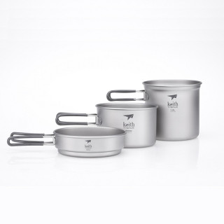 Sada nádobí Keith Titanium 3-Piece Titanium pot and Pan Cook Set