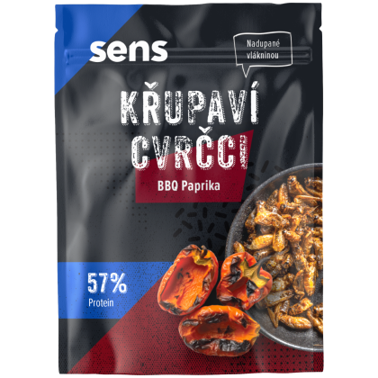 Jedlí cvrčci Sens Křupaví & pražení cvrčci - BBQ Paprika 16 g