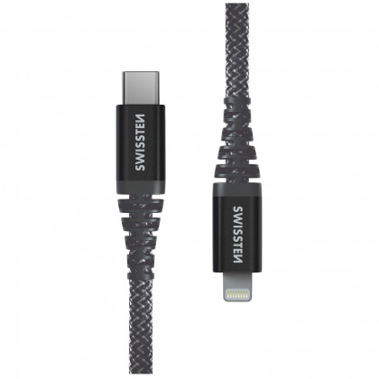 Nabíjecí a datový kabel Swissten Kevlar USB-C/Lightning 1,5 m