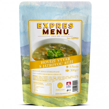Expres menu Hovězí polévka s játrovou rýží (1 porce)