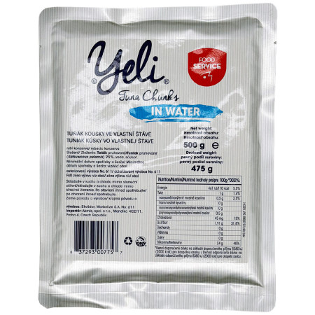 Jídlo na cesty Yeli Tuňák kousky ve vlastní šťávě (500g)
