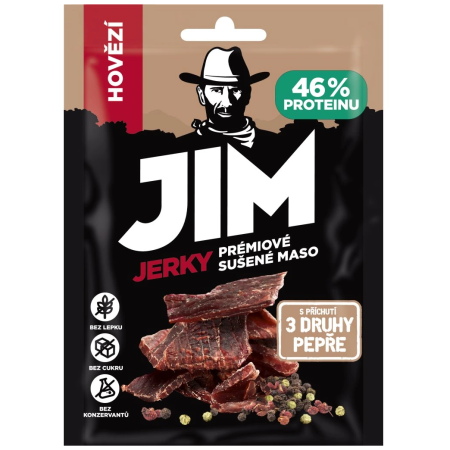 Sušené maso Jim Jerky Jerky hovězí 3 pepře 23g