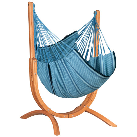 4camping.cz - Houpací sedačka se stojanem La Siesta Udine Organic Blue Zebra - modrá