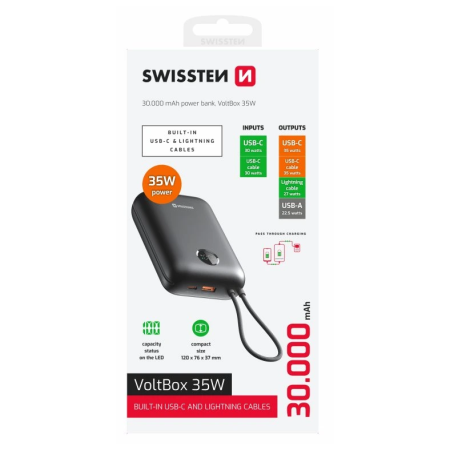 Powerbanka Swissten Voltbox 35 W 30000 mAh