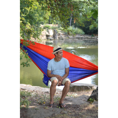 Houpací síť Hamaka.eu Single modro-červeno-modrá