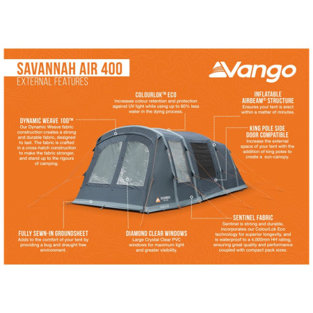 Rodinný stan Vango Savannah Air 400 Package