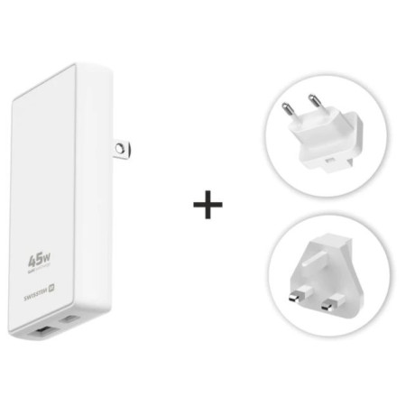 Adaptér Swissten World Travel Charger 45W GaN USB-C + USB-A