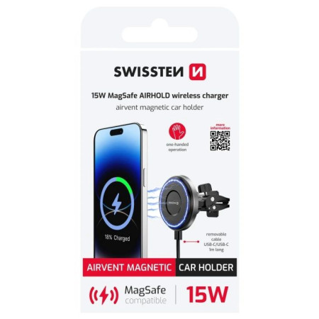 Držák do auta Swissten 15W MagSafe AIRHOLD wireless charger