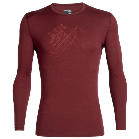 Pánské triko Icebreaker Mens 200 Oasis LS Crewe Snap Head-cabernet
