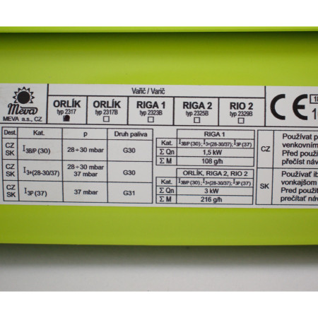Campingový varič Meva Orlík 2317 nízkotlaký