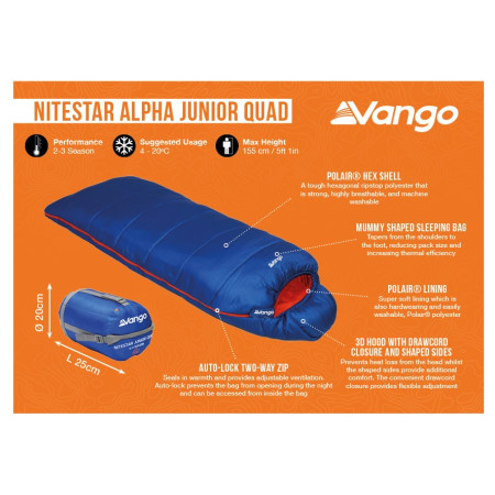 Dětský spacák Vango Nitestar Alpha Junior Quad