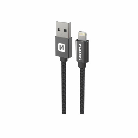 Nabíjecí a datový kabel Swissten Textile USB / Lightning 1,2 m
