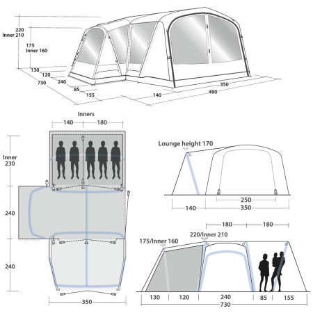 Nafukovací stan Outwell Mountain Lake 5ATC