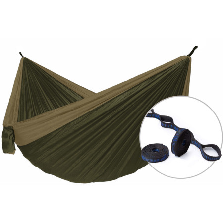 4camping.cz - Houpací síť Hamaka.eu Camping single + Slap Strap - hnědá