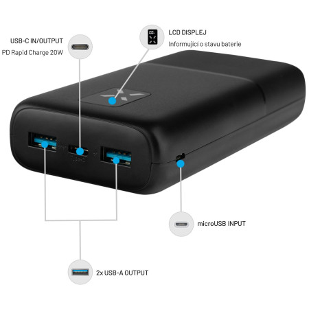 Powerbanka FIXED Zen 20 s LCD displejem