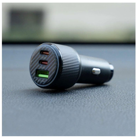 Adaptér Swissten Car Charger 2x USB-C PD + USB-A, 95 W + cabel USB-C / USB-C, 1 m