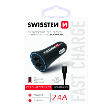 Autoadaptér Swissten Car Charger + Lightning Cable