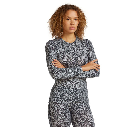 Dámské funkční triko Icebreaker Women Merino 200 Oasis LS Crewe Flock Forms AOP