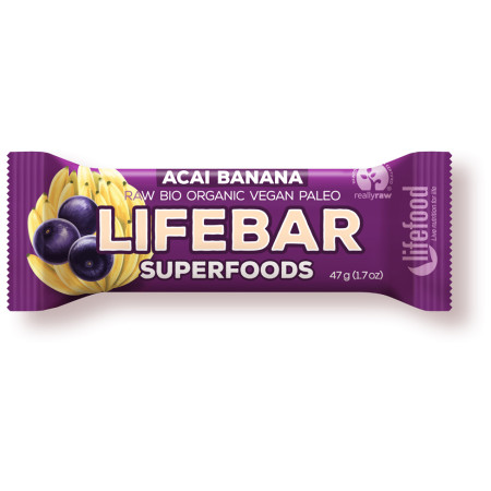 Tyčinka Lifefood Plus Acai Banánová RAW BIO 47
