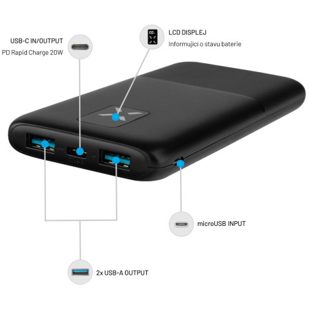 Powerbanka FIXED Zen 10 s LCD displejem