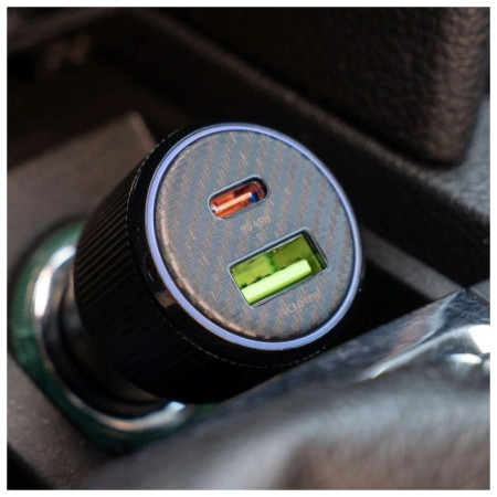 Adaptér Swissten Car Charger USB-C PD + USB-A, 63W + cabel USB-C / USB-C, 1 m